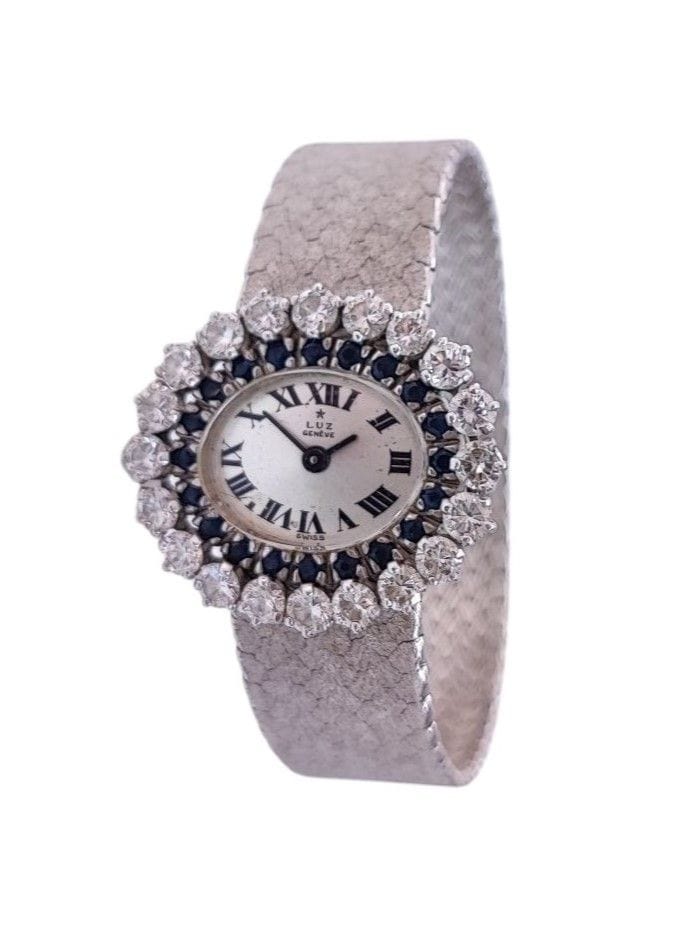 White gold and diamond jewelry watch