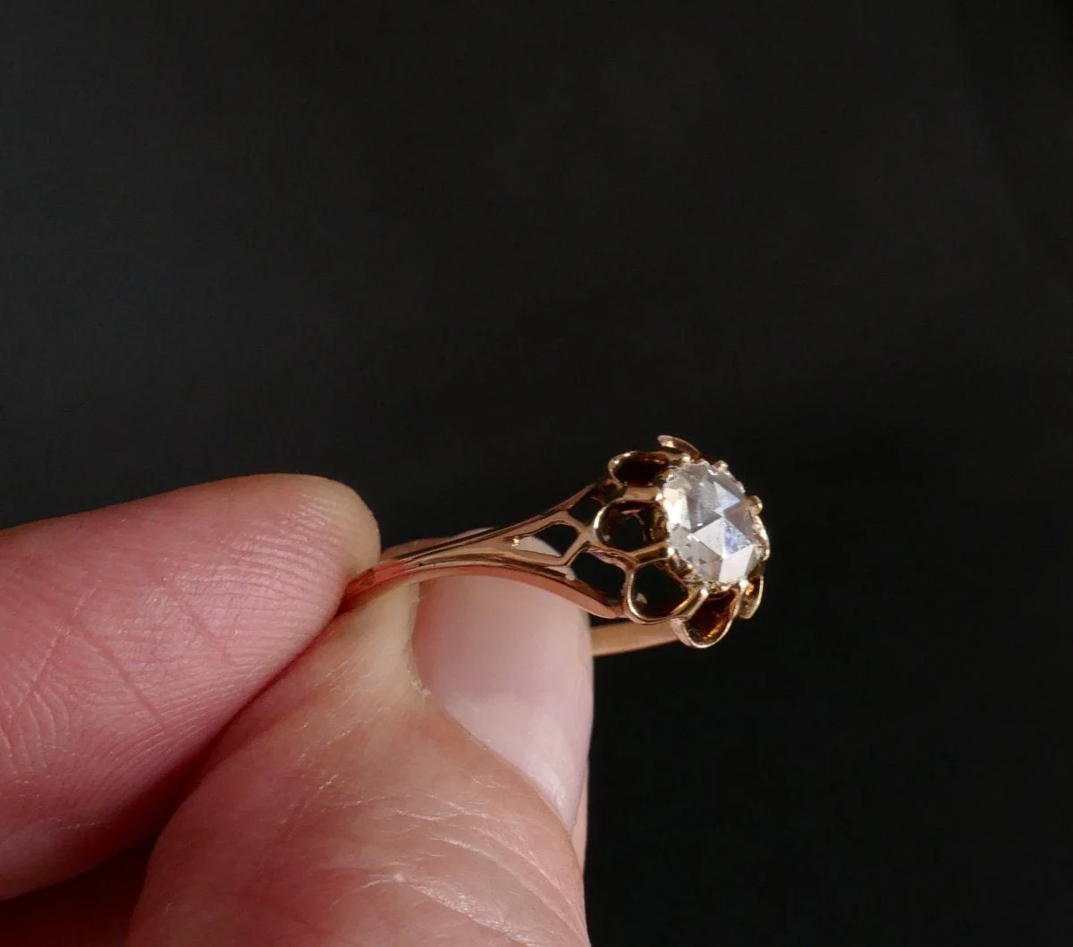Rose Cut Diamond Solitaire Ring - Image 4