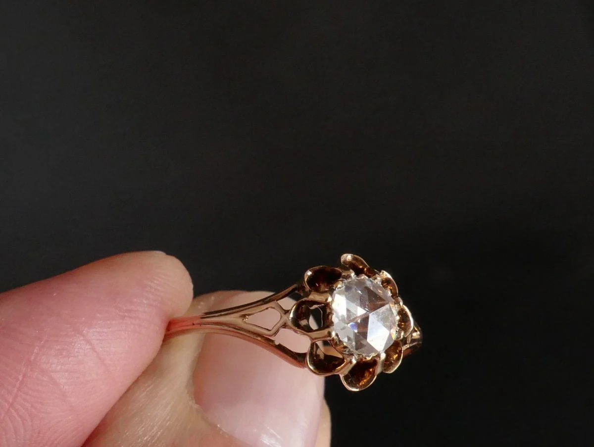 Rose Cut Diamond Solitaire Ring - Image 5