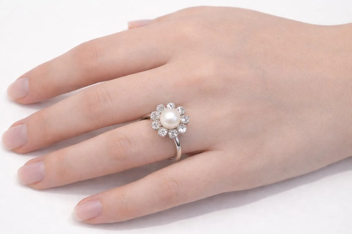 Diamond Pearl Swirl Ring - Image 8