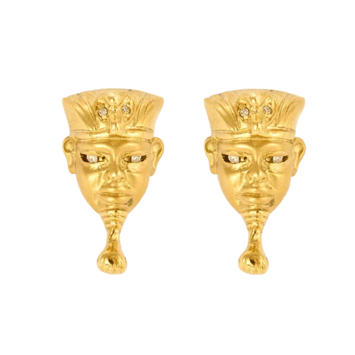 YELLOW GOLD EARRINGS WITH EGYPTIAN PATTERN