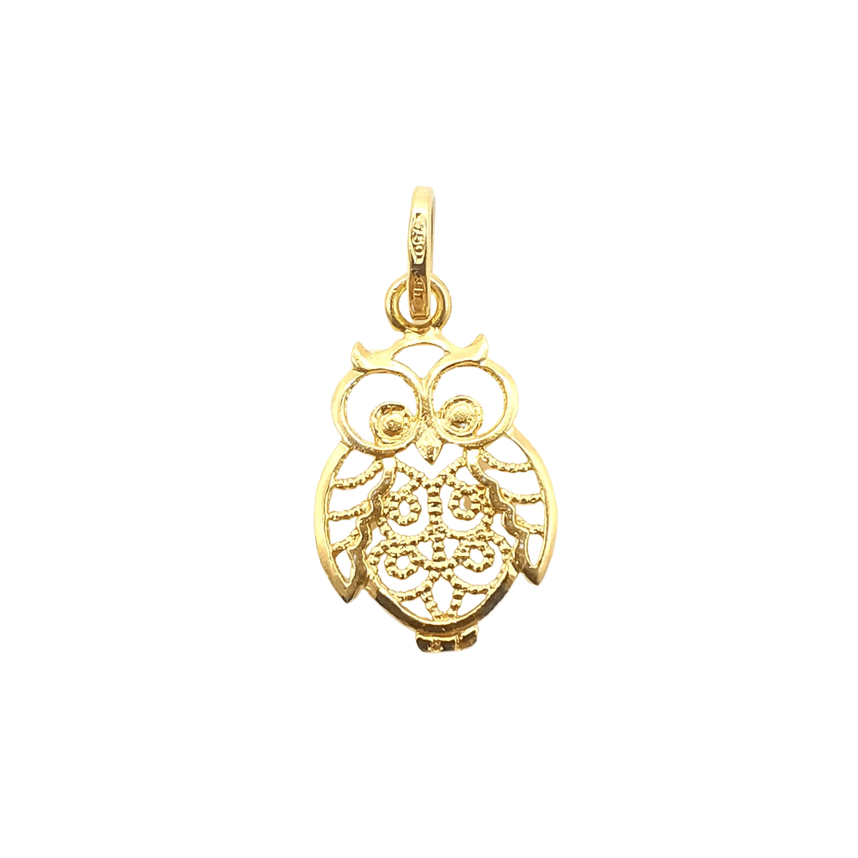 yellow gold owl pendant
