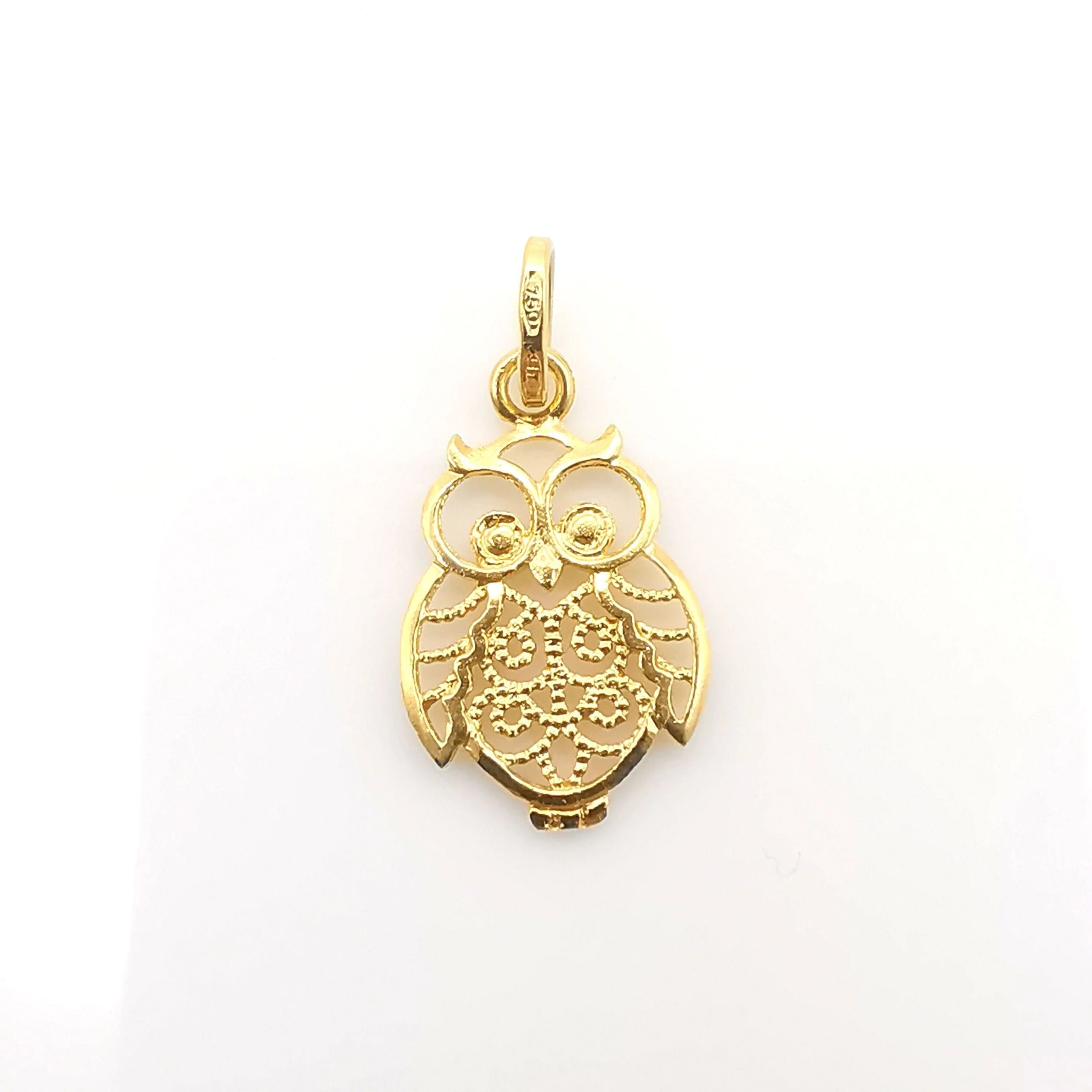 yellow gold owl pendant - Image 2