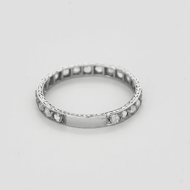 Wedding band Diamond ART NOUVEAU / Belle Epoque in platinum  - Image 4