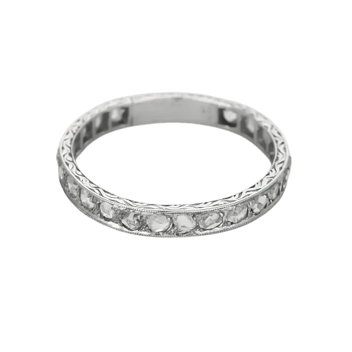 Wedding band Diamond ART NOUVEAU / Belle Epoque in platinum  - Image 5