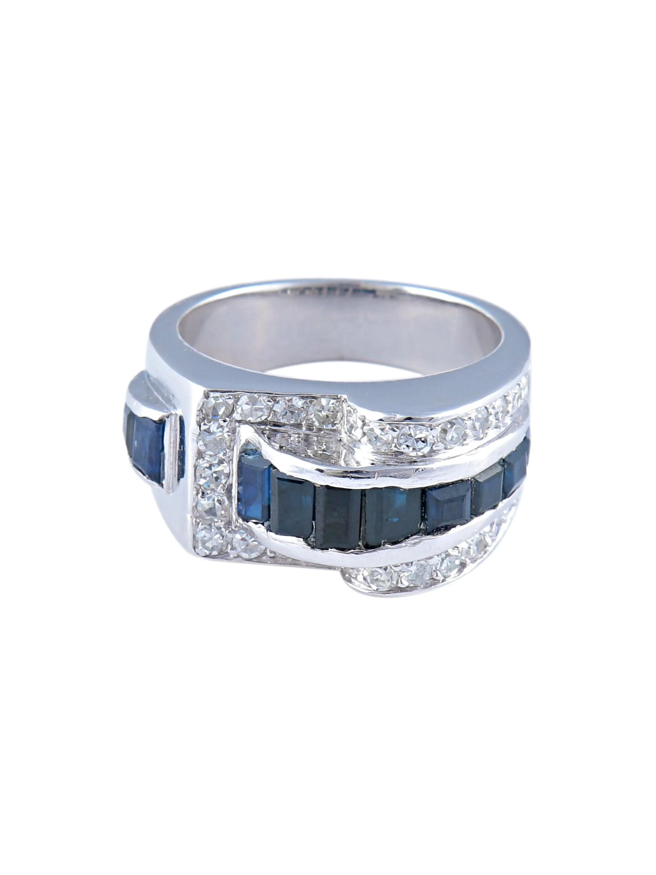Sapphire Diamond Bridge Ring