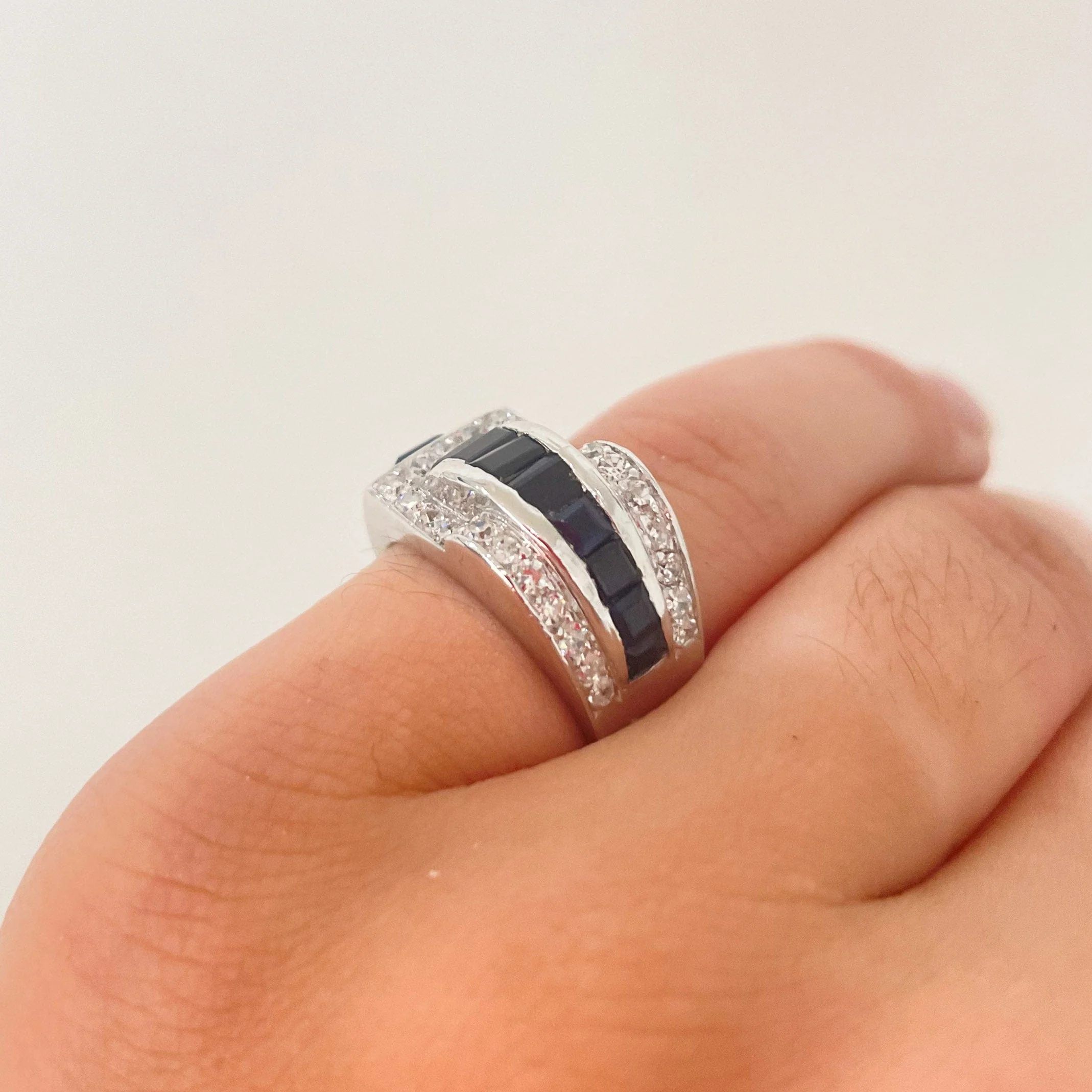 Sapphire Diamond Bridge Ring - Image 3