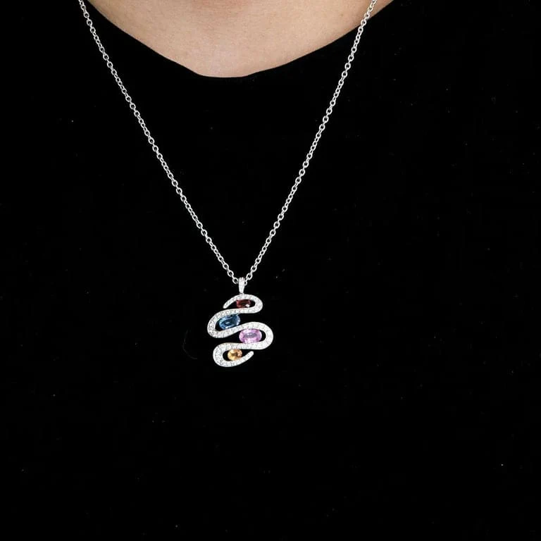 TUTTI FRUTTI necklace white gold colored sapphires - Image 2