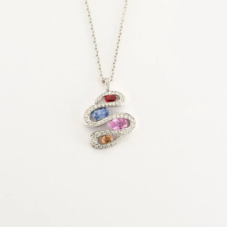 TUTTI FRUTTI necklace white gold colored sapphires - Image 3