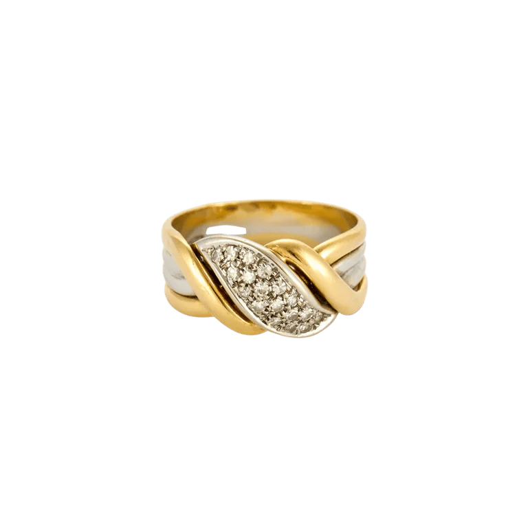 Yellow gold and white diamond ring