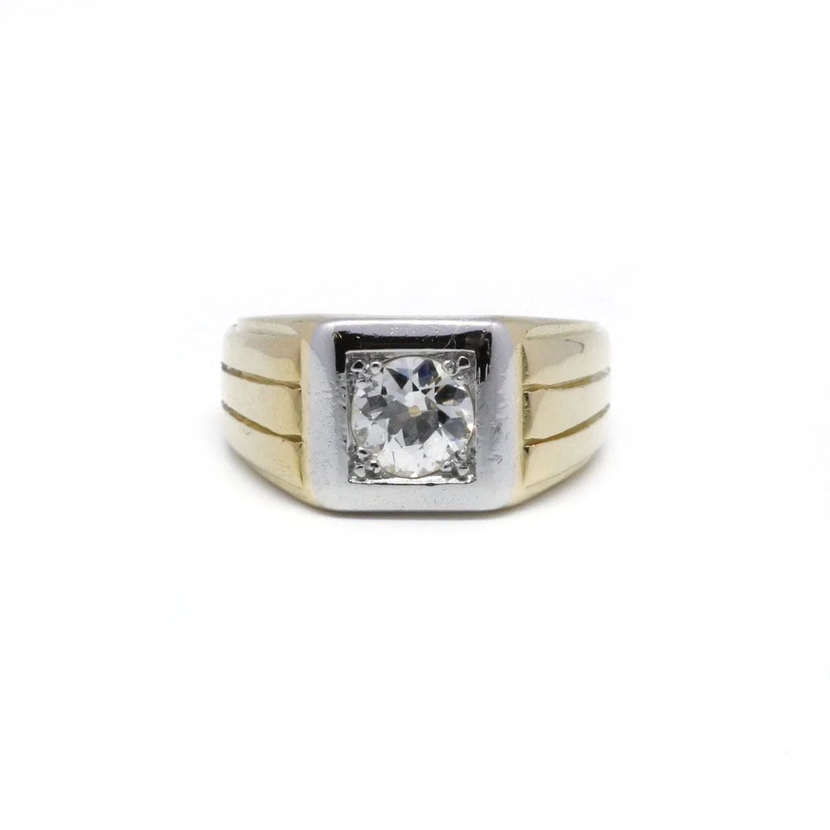 Yellow gold and diamond signet ring