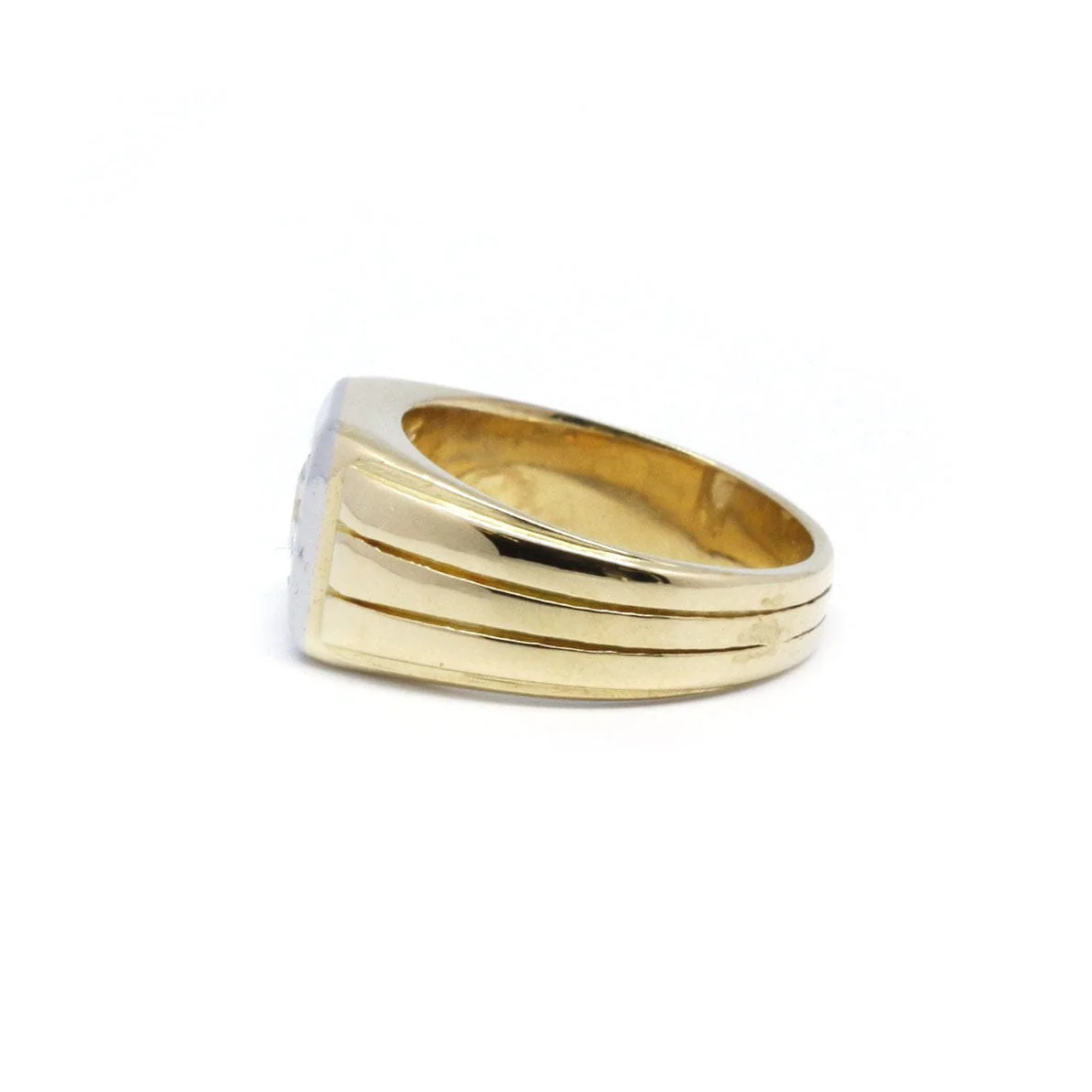 Yellow gold and diamond signet ring - Image 2