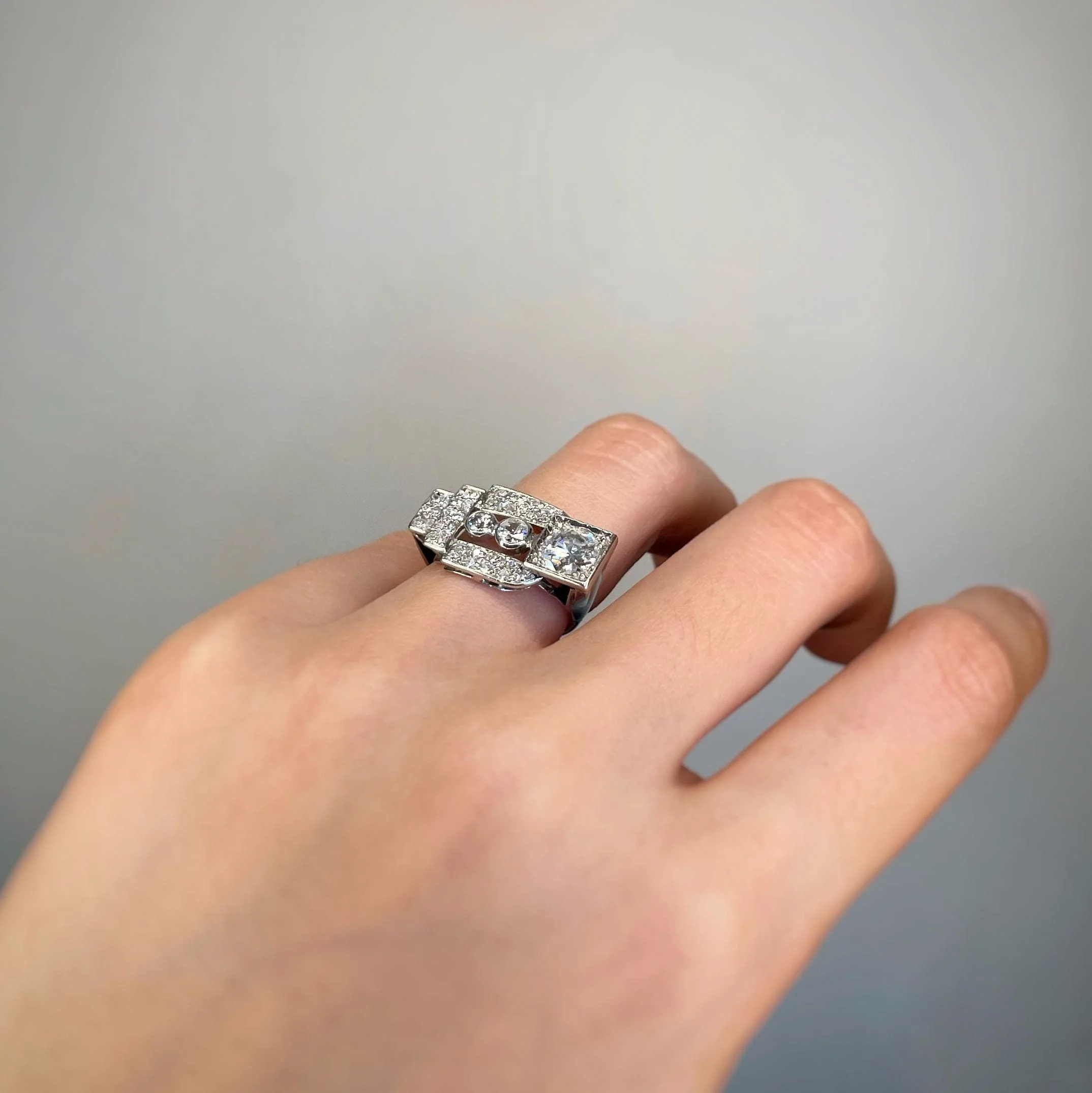 Gold ring, platinum & diamonds - Image 5
