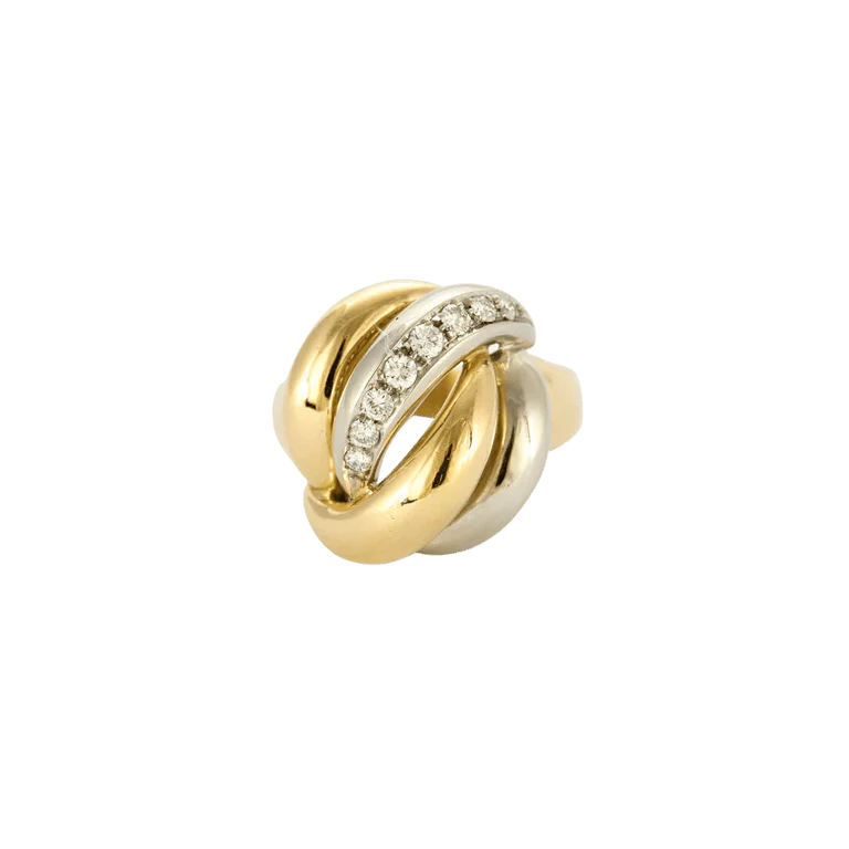 Yellow gold and white diamond ring - Image 7