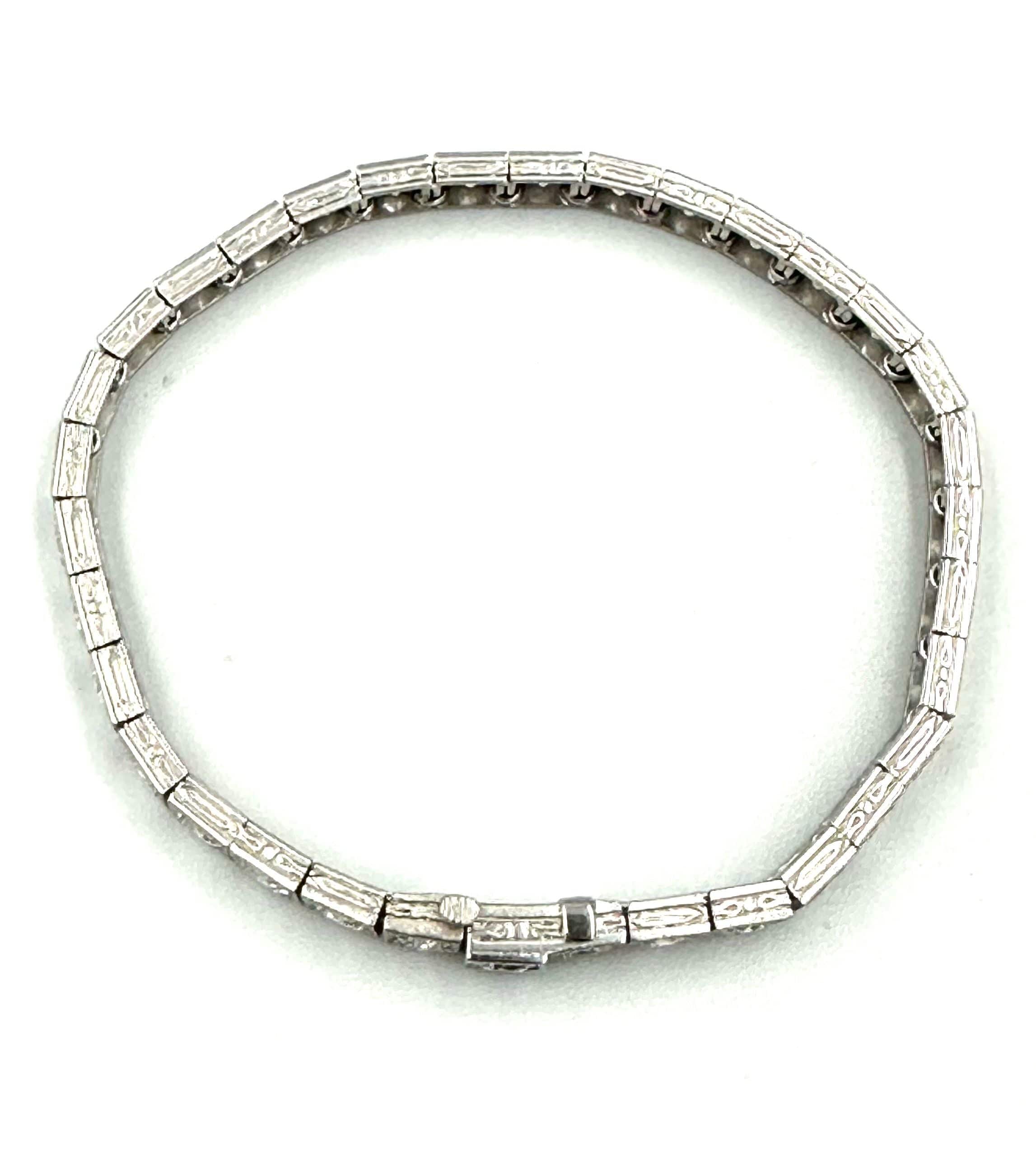Bracelet Art Deco gold platinum and diamonds - Image 5