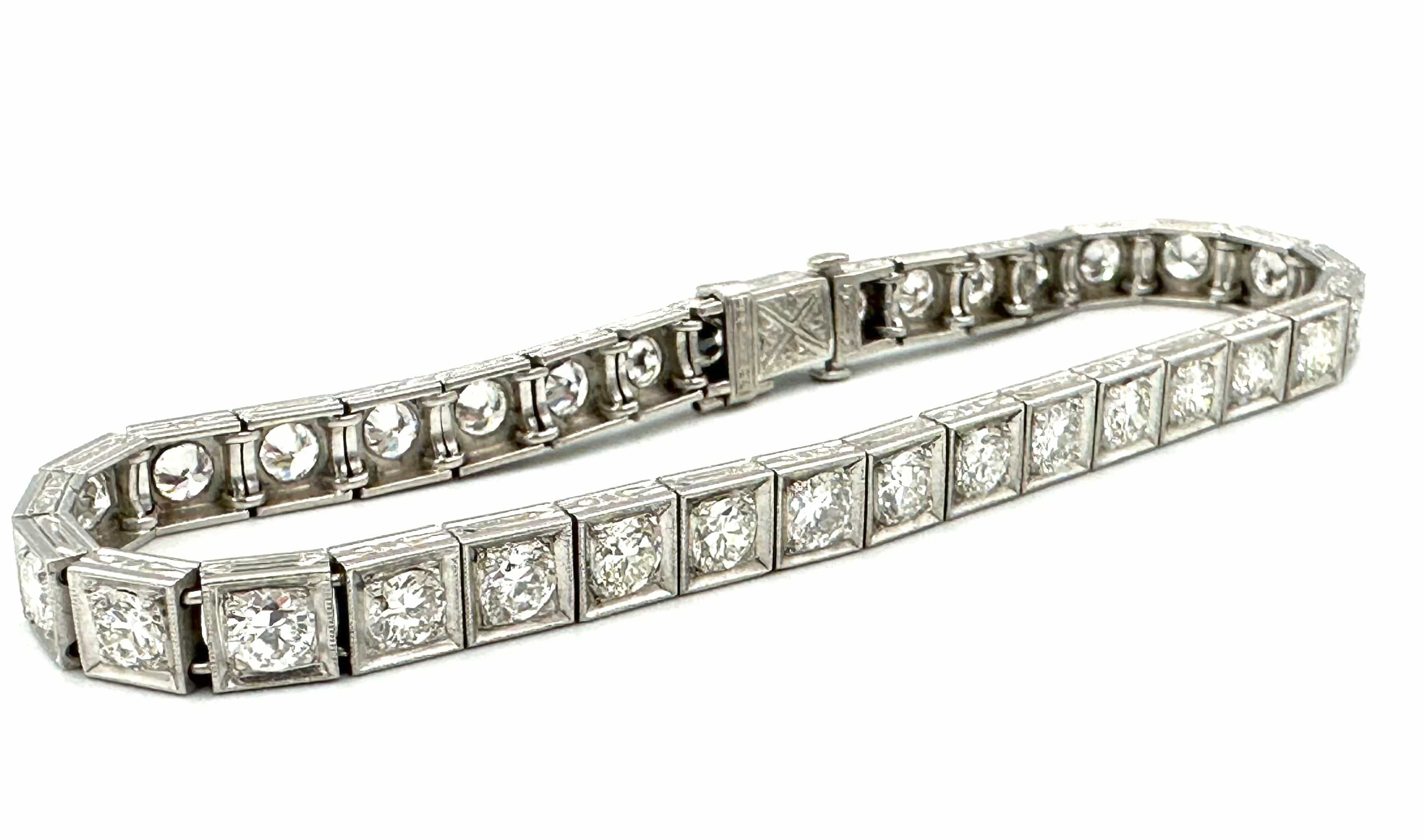Bracelet Art Deco gold platinum and diamonds - Image 6