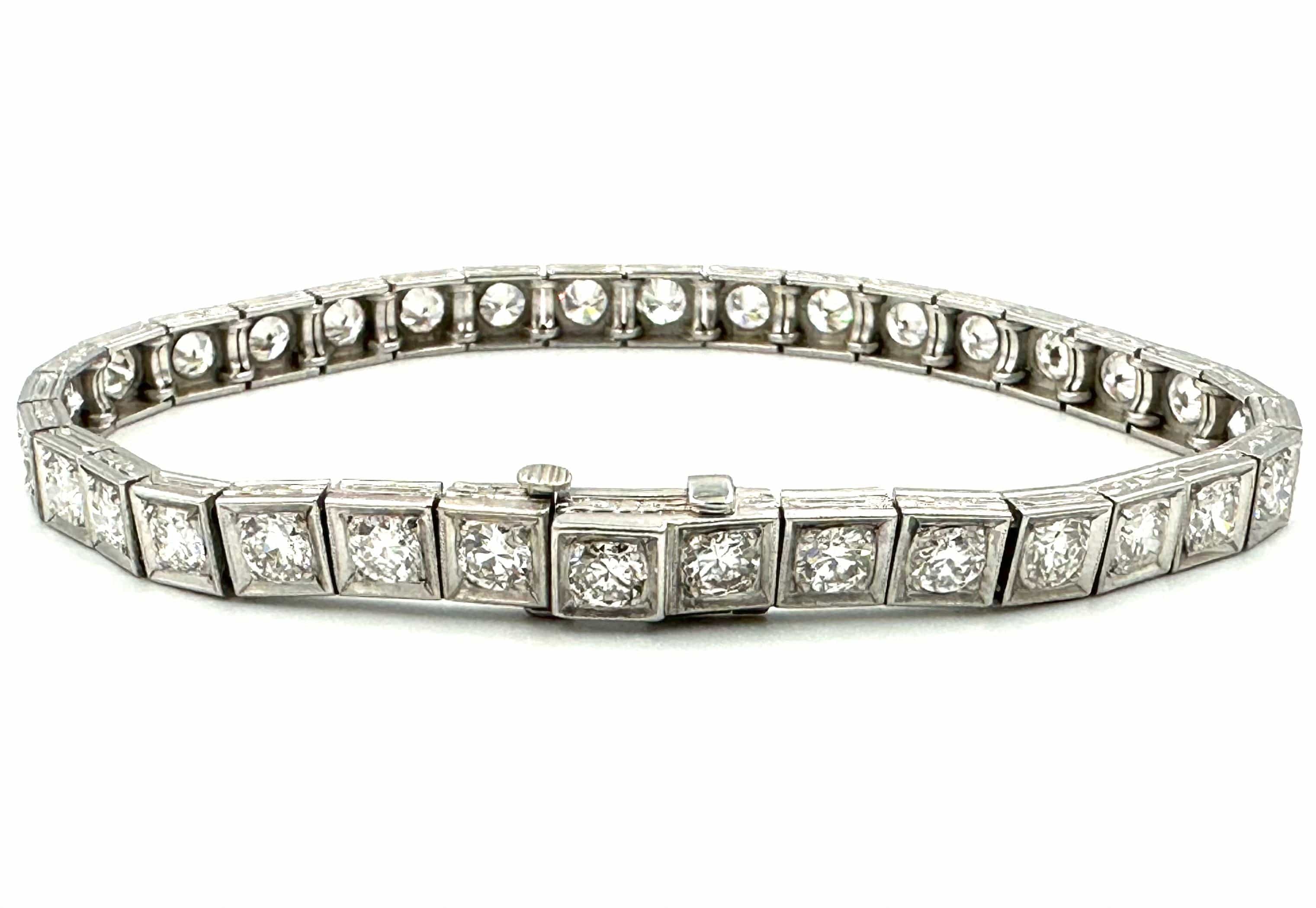 Bracelet Art Deco gold platinum and diamonds - Image 7