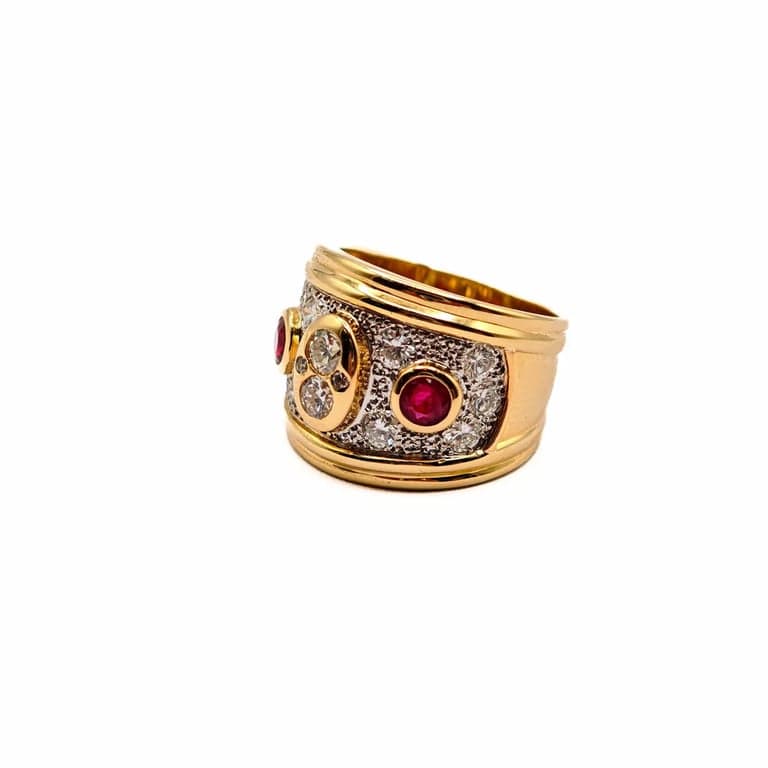 Yellow gold ring, diamonds and rubies  - Image 3