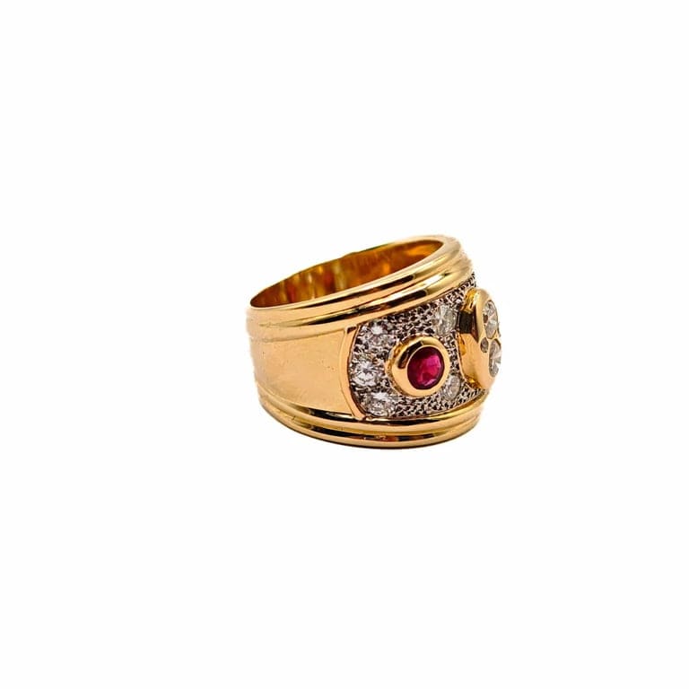 Yellow gold ring, diamonds and rubies  - Image 4