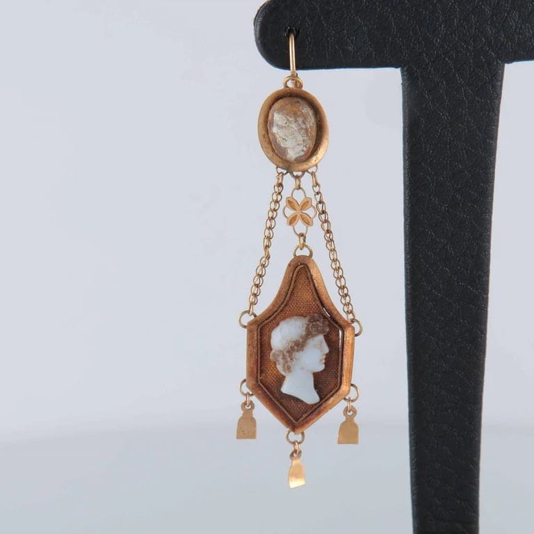 Earrings, yellow gold, cameo empire - Image 4