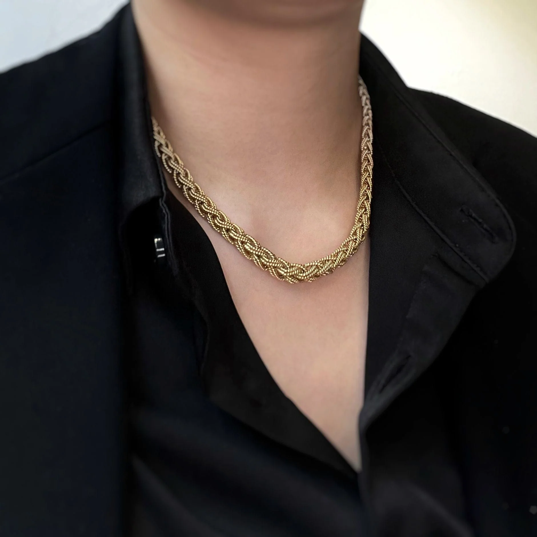 Braided mesh necklace Yellow gold - Image 7