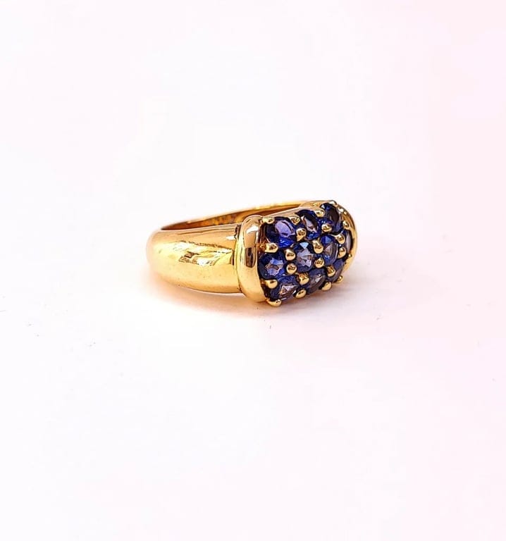 Yellow gold and sapphire bangle ring - Image 3