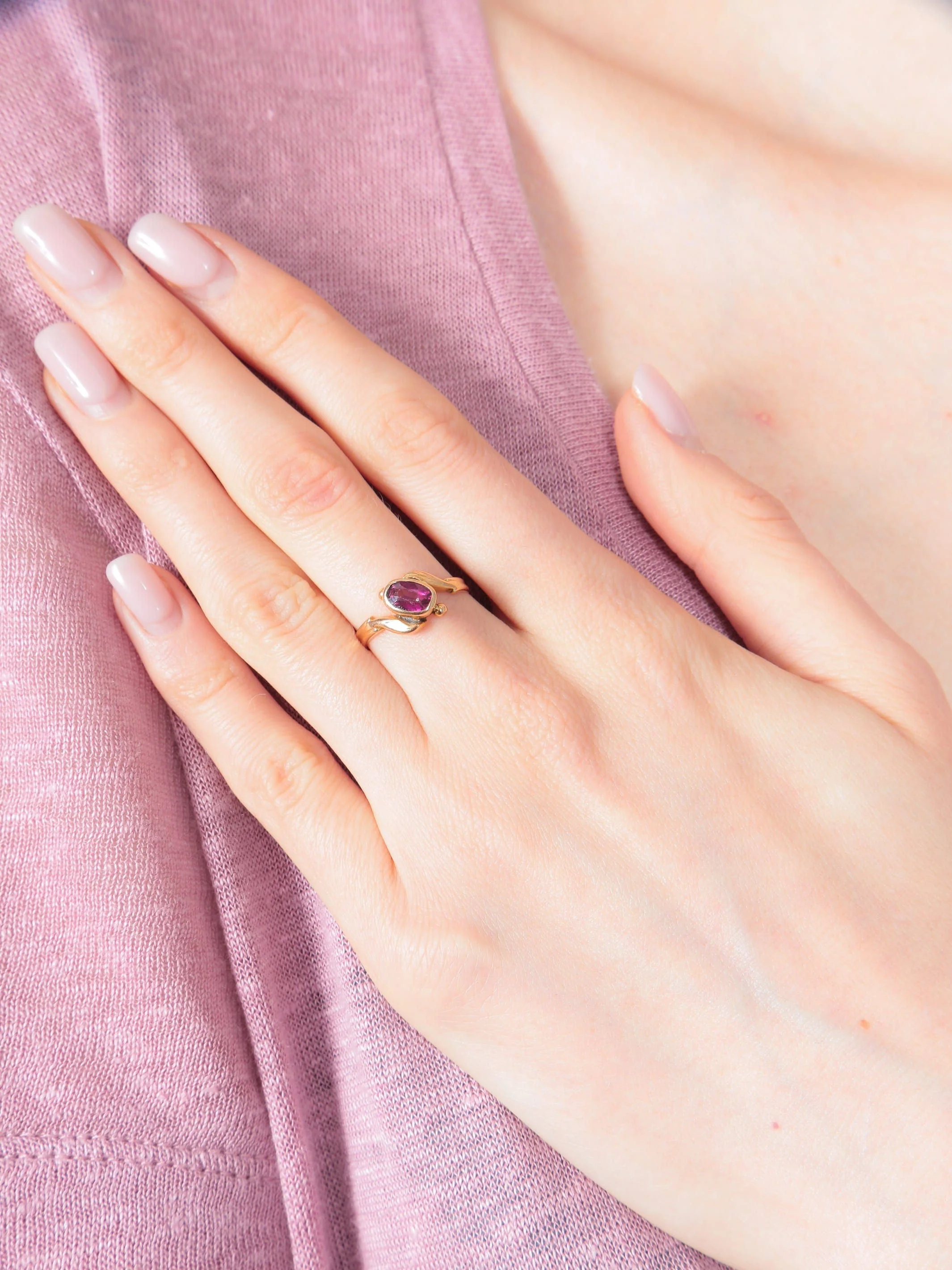 Garnet Rose Gold Ring - Image 2