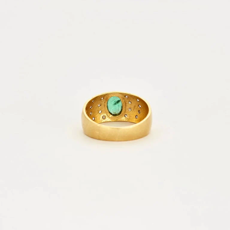 Yellow gold moldavite diamond ring - Image 5
