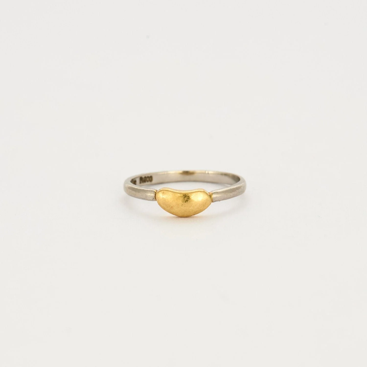 Ring with heart motif in yellow gold and platinum - Image 3