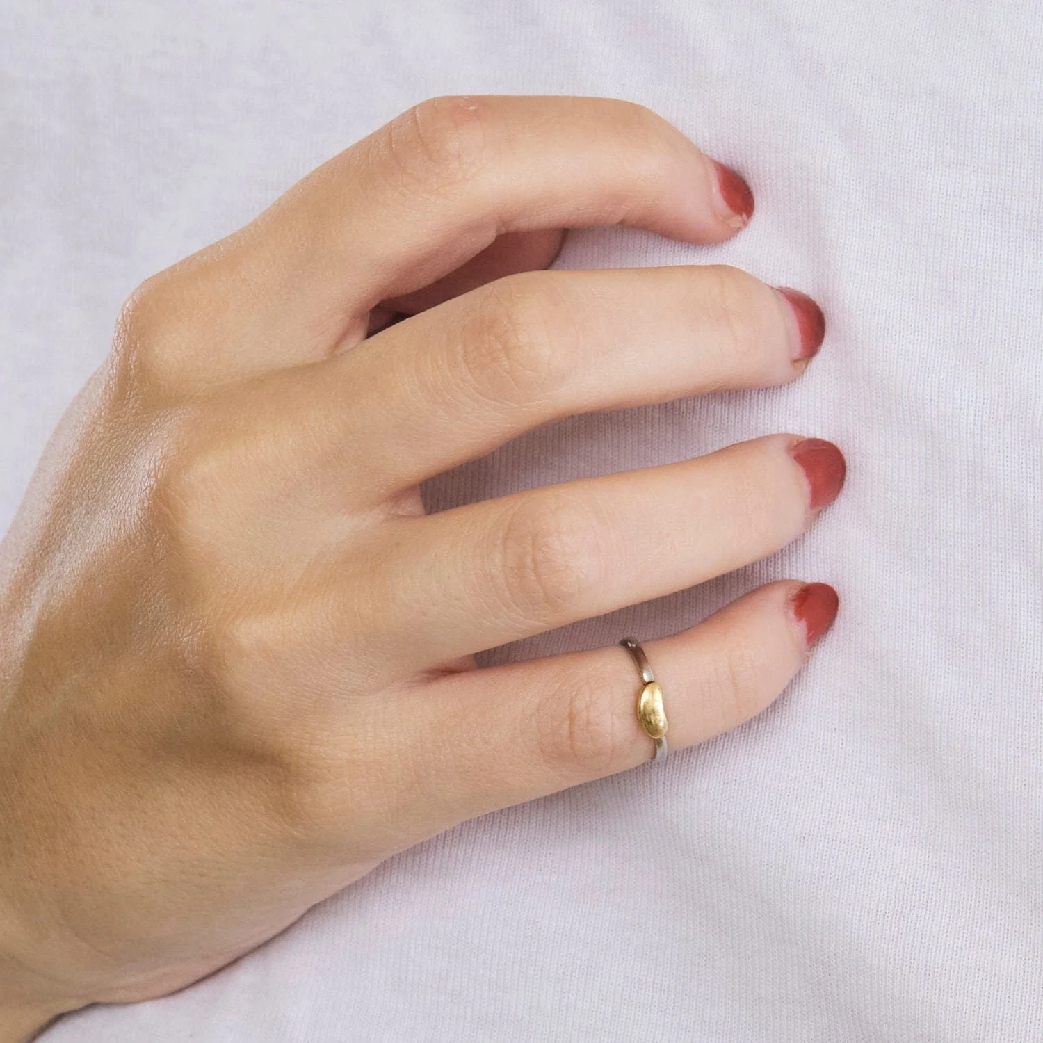 Ring with heart motif in yellow gold and platinum - Image 6
