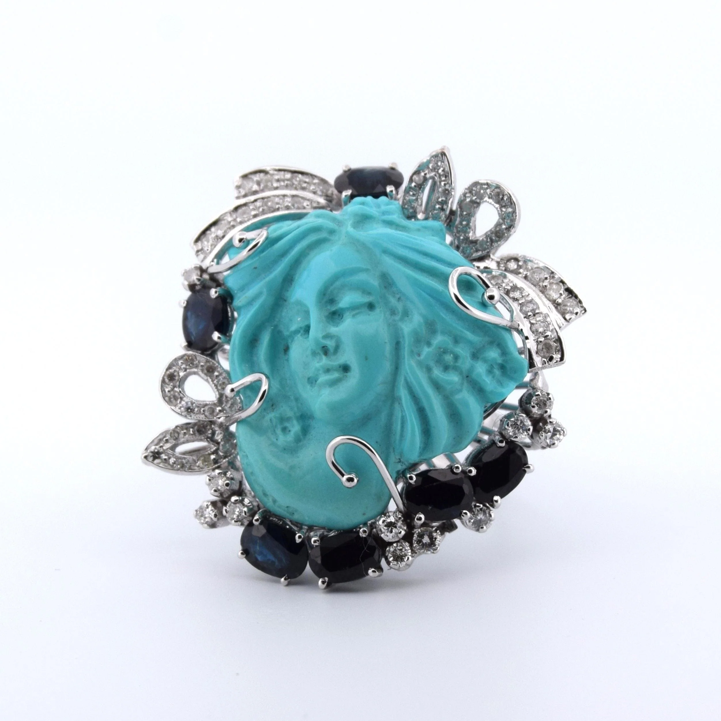 Anello zaffiro diamondi turkish scolpito