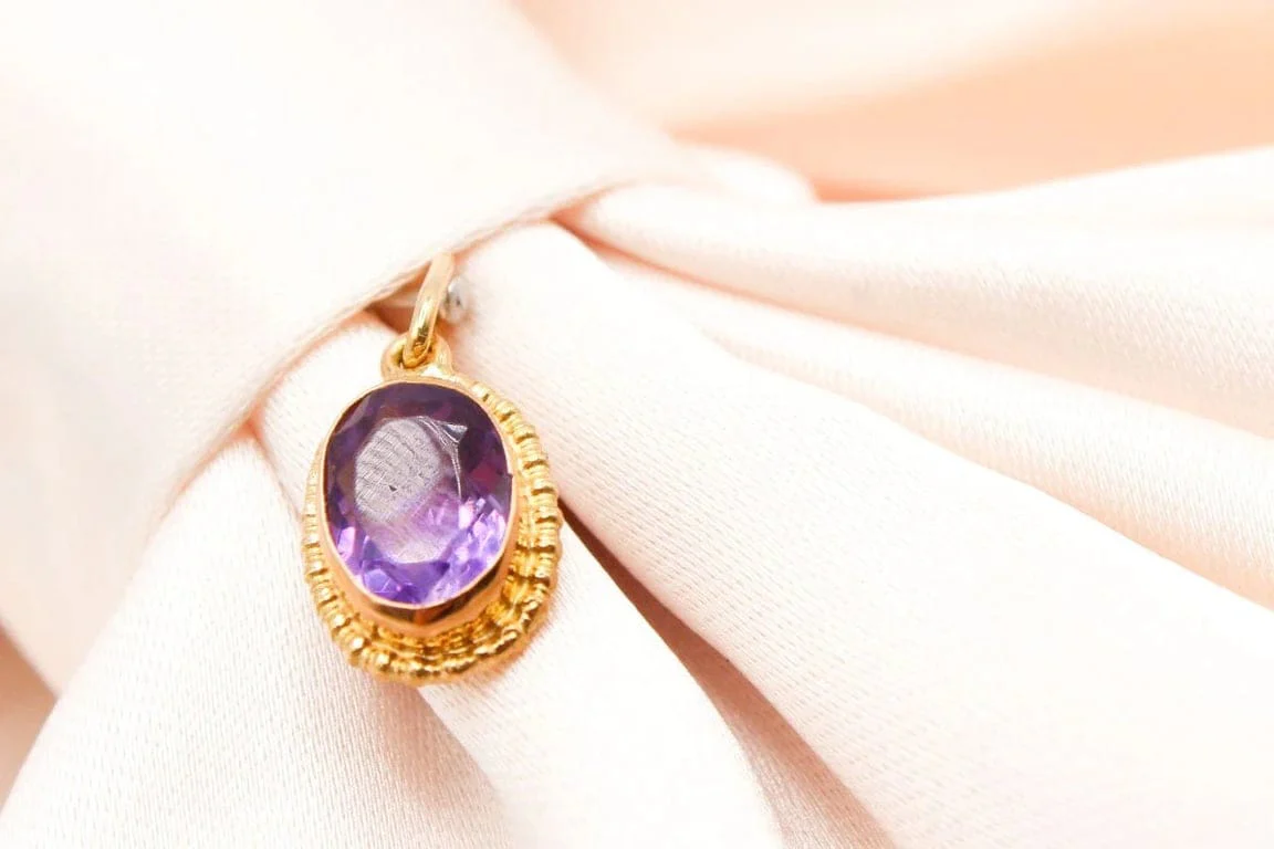 Yellow gold Amethyst pendant - Image 4
