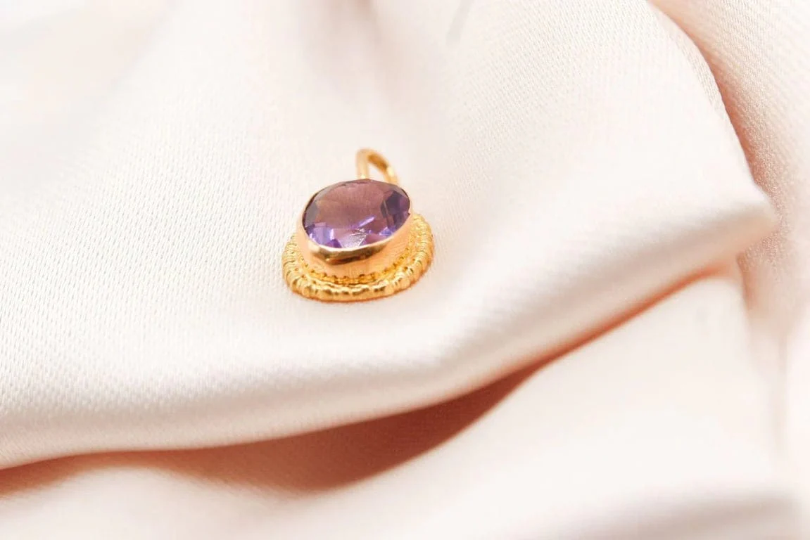 Yellow gold Amethyst pendant - Image 5