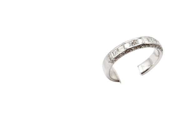 Ring Half-eternity ring princess-cut diamonds 0.70 ct in 18K white gold 
