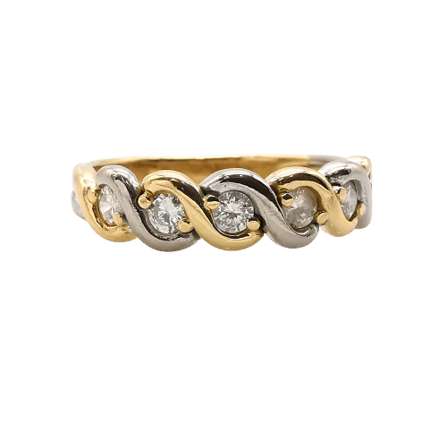 Yellow and white gold and diamond ring