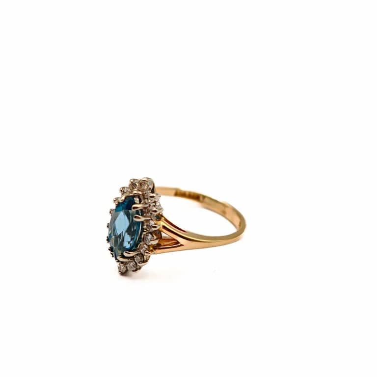 Topaz and diamond ring in 18k yellow and white gold  - Image 3