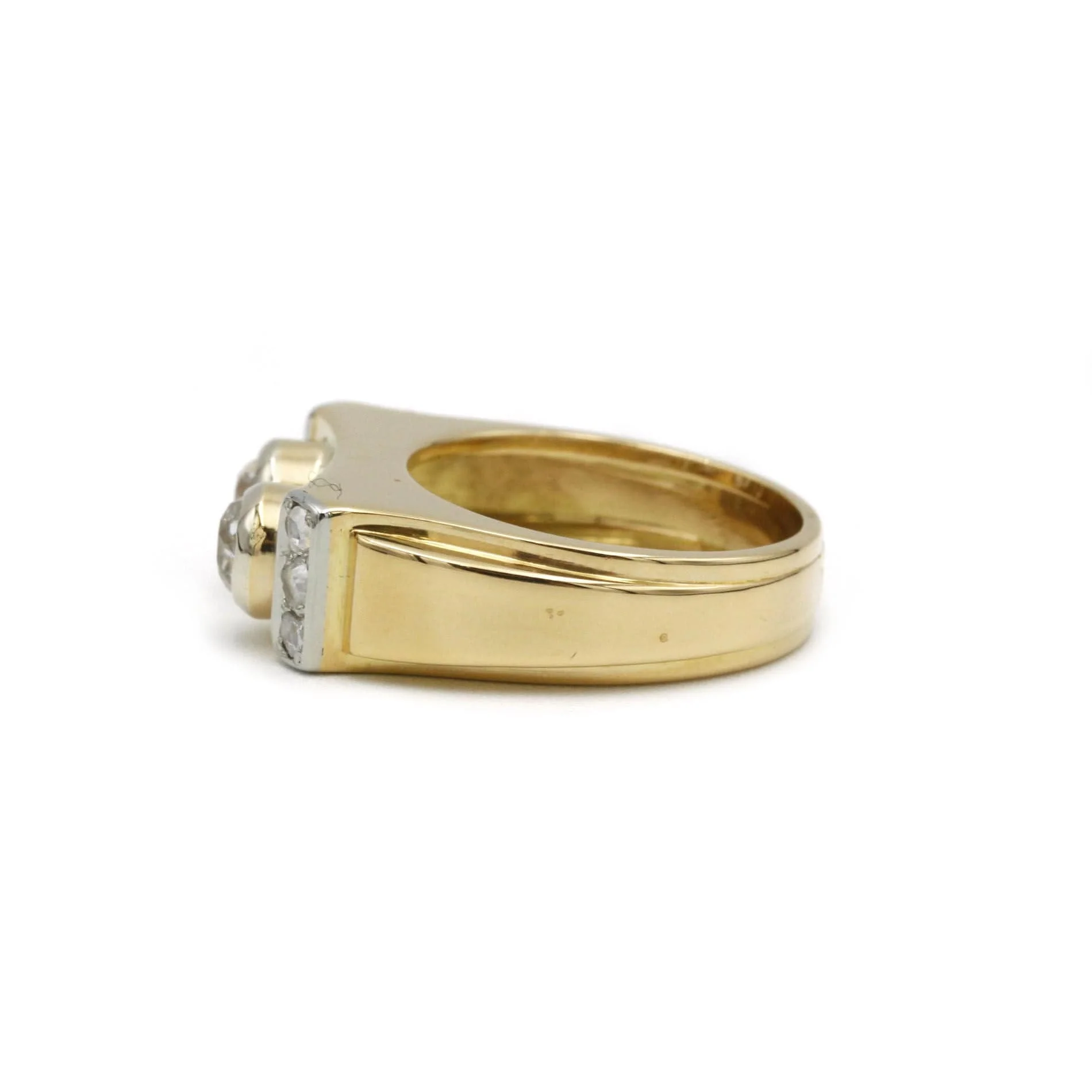 Yellow gold ring platinum & Diamonds - Image 3