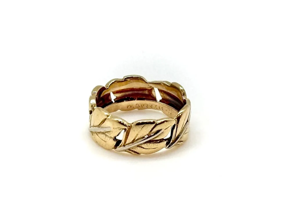 BUCCELLATI - Two-tone gold ring with oak leaf motif - Image 2