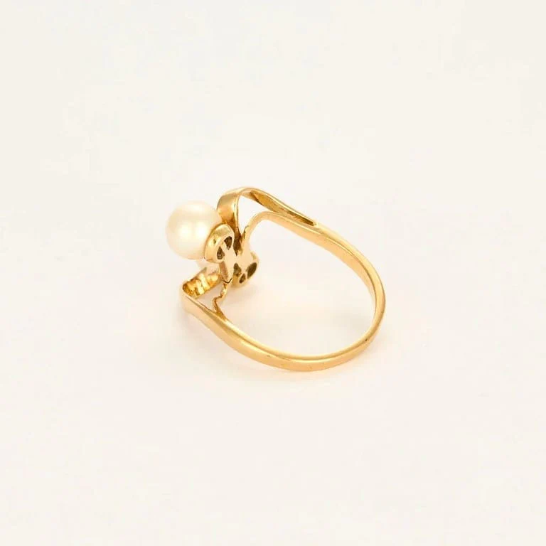 Ring Toi & Moi in yellow and white gold, set with a pink sapphire and cultured pearls - Image 6