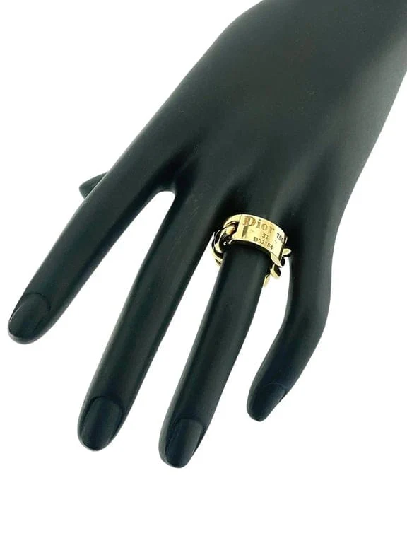 Dior Yellow Gold Chain Link Ring - Image 2