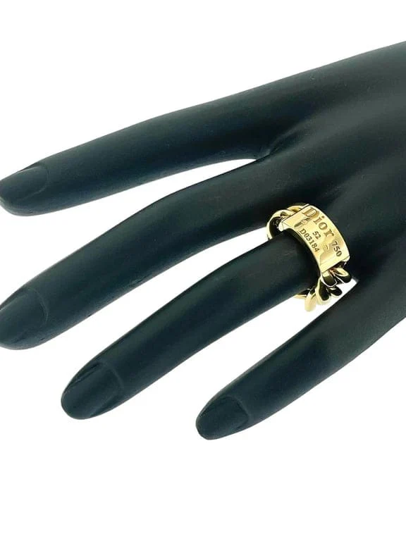 Dior Yellow Gold Chain Link Ring - Image 3