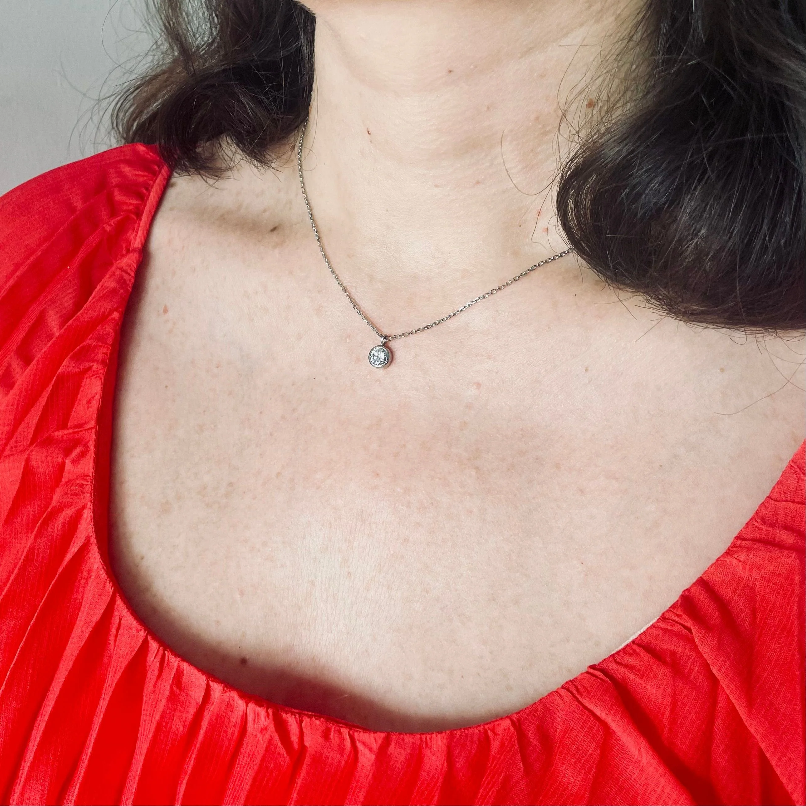 Necklace Solitaire white gold diamond - Image 4
