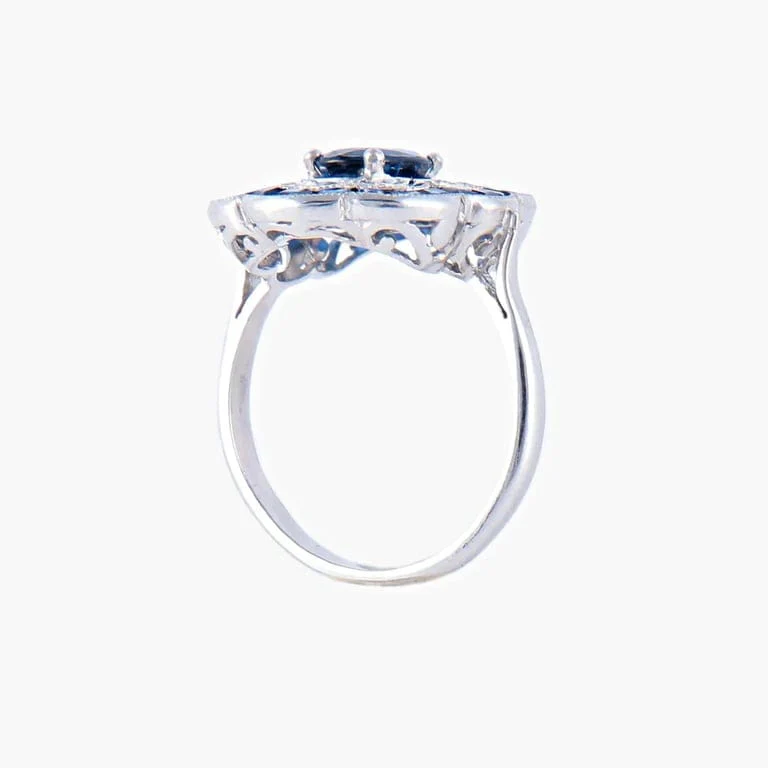Sapphire Diamond Flower Ring - Image 5