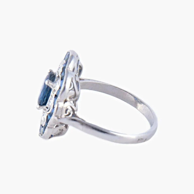 Sapphire Diamond Flower Ring - Image 6