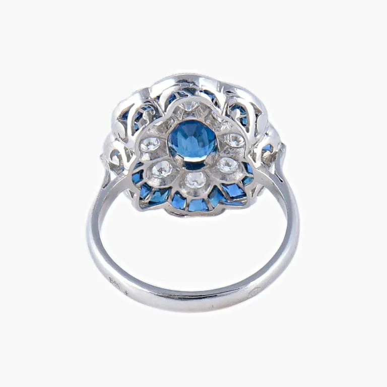 Sapphire Diamond Flower Ring - Image 7