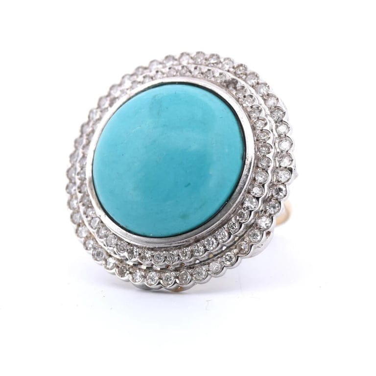 Ring Art Deco Turkish yellow gold diamonds - Image 3