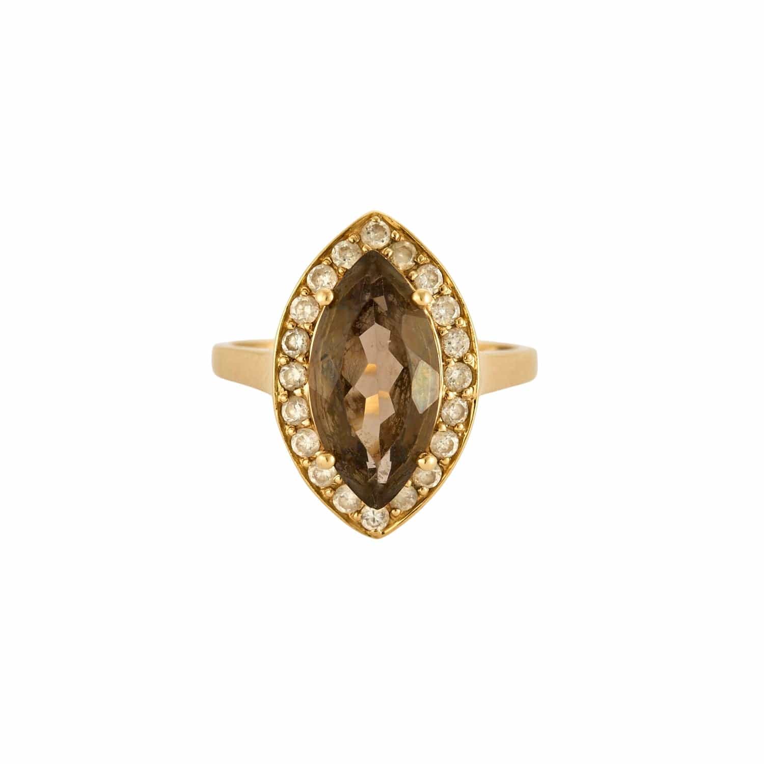 Marquise ring in yellow gold quartz