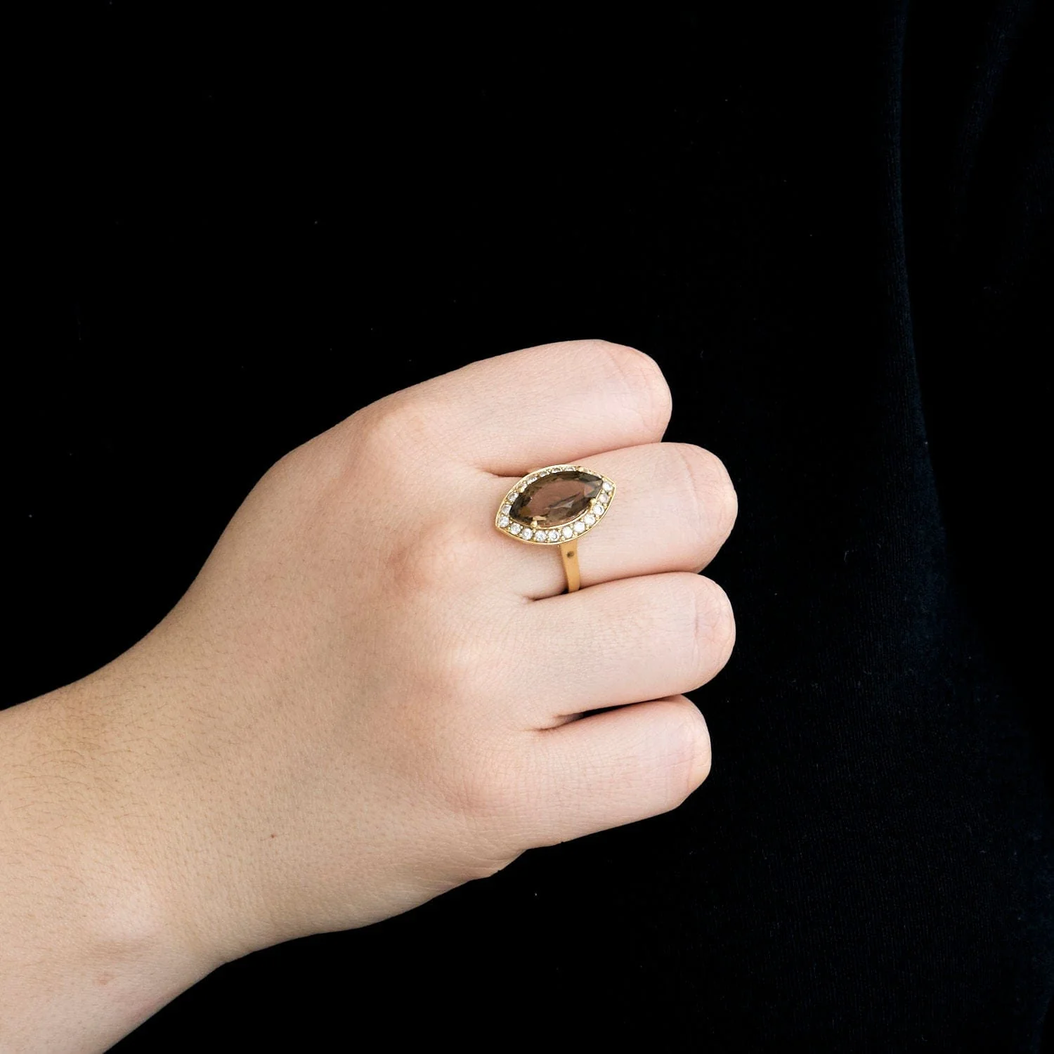 Marquise ring in yellow gold quartz - Image 2