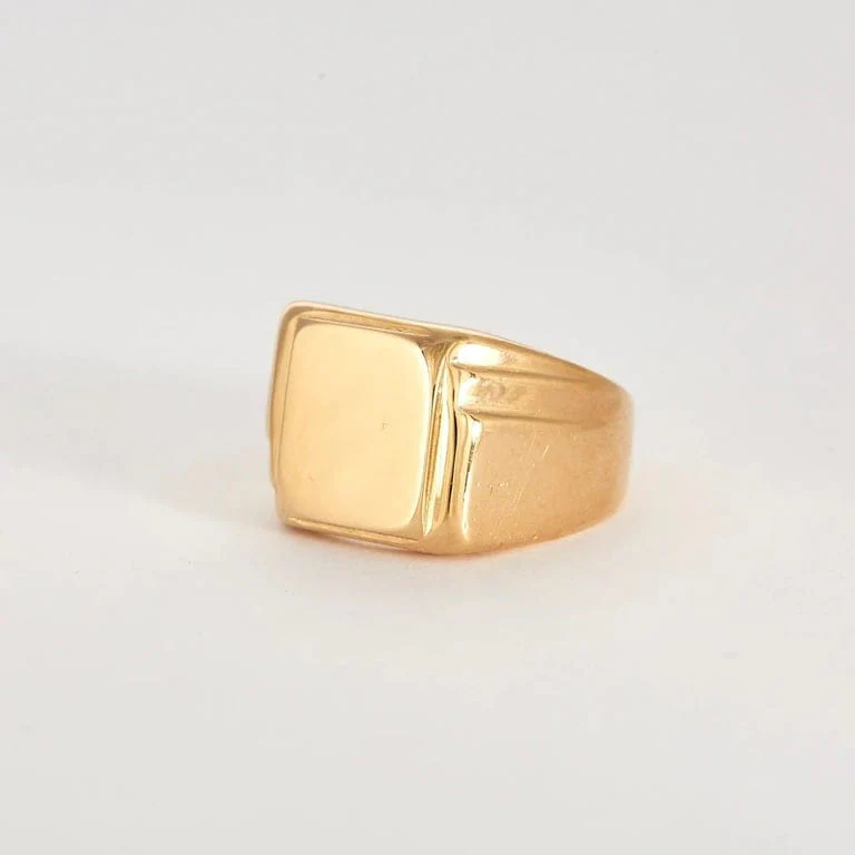 Solid gold men's signet ring - Image 3