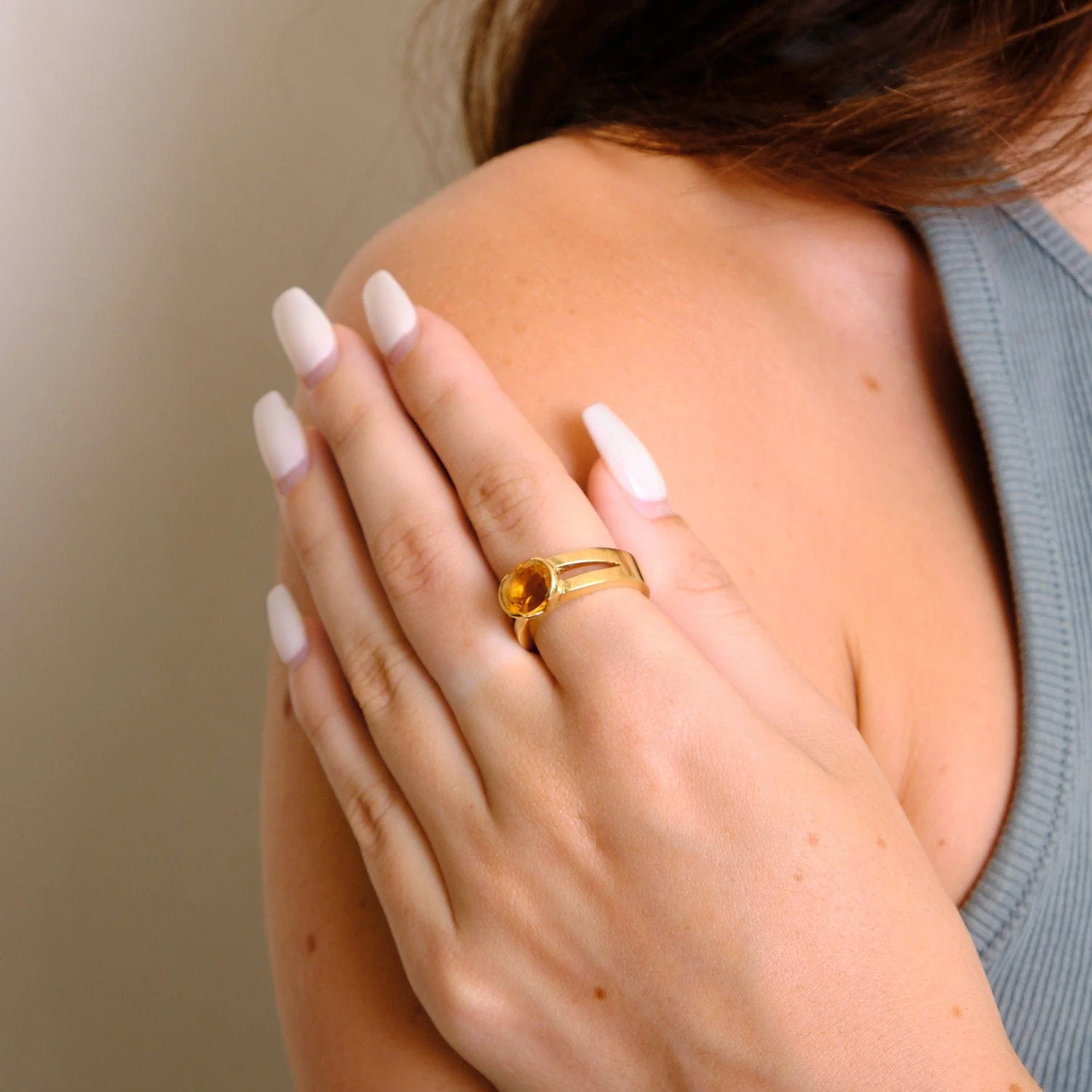 Yellow gold ring, citrine - Image 5